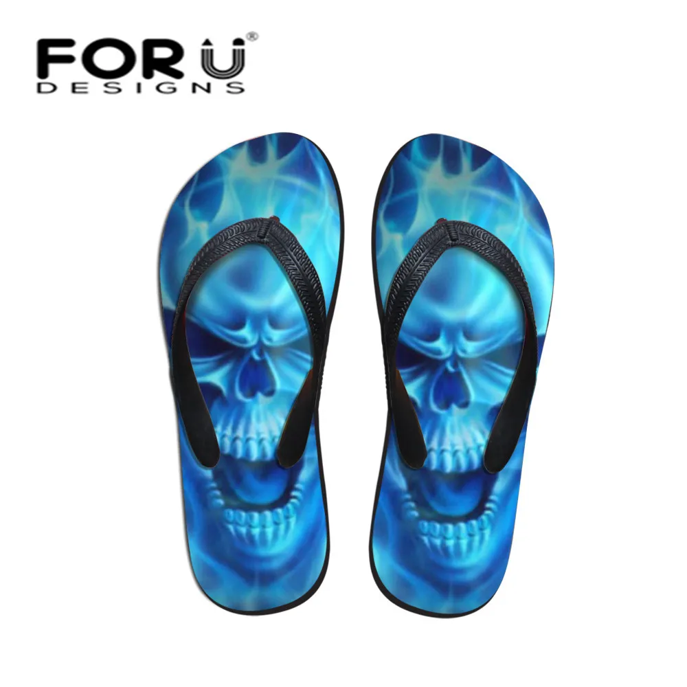 FORUDESIGNS Cool Blue Fire Skull Print Man Sandals Fashion Punk Flip Flops Summer Travel Beach Slippers High Quality Wholesale
FORUDESIGNS Cool Blue Fire Skull Print Man Sandals Fashion Punk Flip Flops Summer Travel Beach Slippers High Quality Wholesale