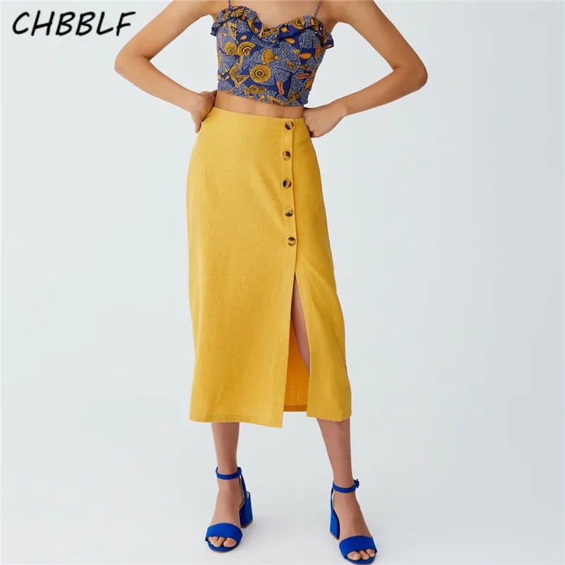 CHBBLF women elegant buttons decorate midi skirt high waist falda mujer front split ladies casual wear chic skirts XDL1539
CHBBLF women elegant buttons decorate midi skirt high waist falda mujer front split ladies casual wear chic skirts XDL1539