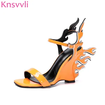 2019 Newest Orange Flame Wings Wedge High heels Sandals Women Peep Toe Patent leather Runway Party Shoes Woman Gladiator Sandals
2019 Newest Orange Flame Wings Wedge High heels Sandals Women Peep Toe Patent leather Runway Party Shoes Woman Gladiator Sandals