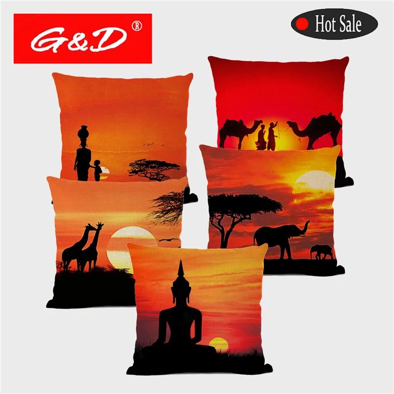 African Life Landscape Cushion Set Happy Character Sunset Animal Giraffe Elephant Print Linen Home Art Decoration Pillowcase45CM
African Life Landscape Cushion Set Happy Character Sunset Animal Giraffe Elephant Print Linen Home Art Decoration Pillowcase45CM