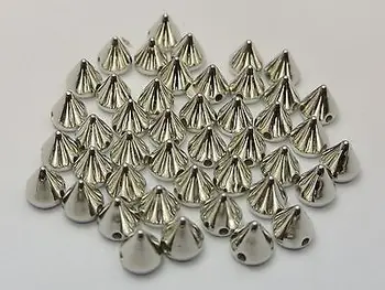 

1000 Silver Tone Metallic Rock Punk Spike Rivet Acrylic Taper Stud Beads 6X6mm