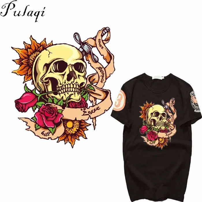 Pulaqi Rose Skull Heat Transfers Patches Iron On Clothes T-shirt DIY For Kids Women Patches A-level Washable Thermal Transfer A
Pulaqi Rose Skull Heat Transfers Patches Iron On Clothes T-shirt DIY For Kids Women Patches A-level Washable Thermal Transfer A