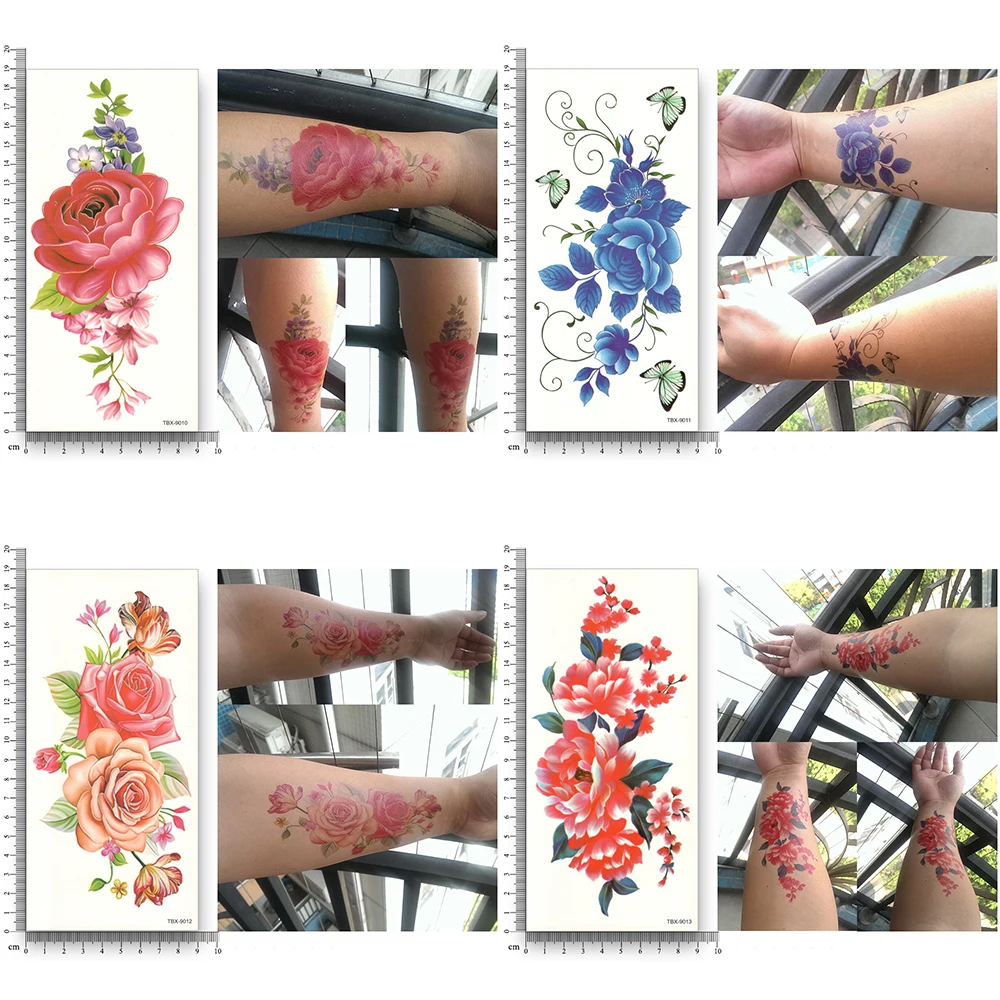 16 листов водонепроницаемые Временные татуировки переводные Цветочные наклейки