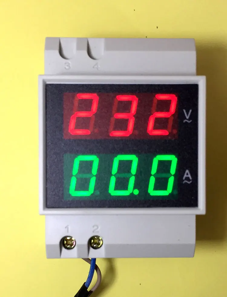 

Din Rail Dual Led Display Digital AC Voltmeter Ammeter Voltage Ampere Meter Volt Current Panel Tester AC80-300V 0.1-99.9A