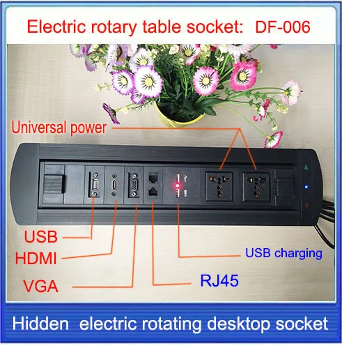 EU Plug Electric rotation Desktop socket /hidden/ multimedia VGA HDMI RJ4 USB charging socket/Can choose function module/ DF-006
EU Plug Electric rotation Desktop socket /hidden/ multimedia VGA HDMI RJ4 USB charging socket/Can choose function module/ DF-006