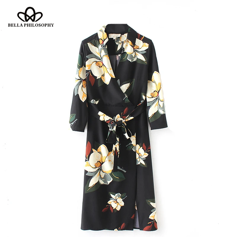Bella Philosophy 2018 spring women long sleeve casual dress fashion print ladies mid calf dress V Neck loose female sashes dress
Bella Philosophy 2018 spring women long sleeve casual dress fashion print ladies mid calf dress V Neck loose female sashes dress