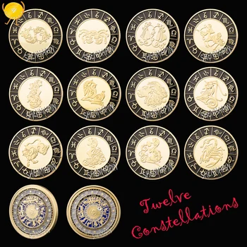 Twelve Constellations Commemorative Coin Talent Character Astrology Diamond-Set Sun Moon Constellation Coins Collectibles Gifts
Twelve Constellations Commemorative Coin Talent Character Astrology Diamond-Set Sun Moon Constellation Coins Collectibles Gifts