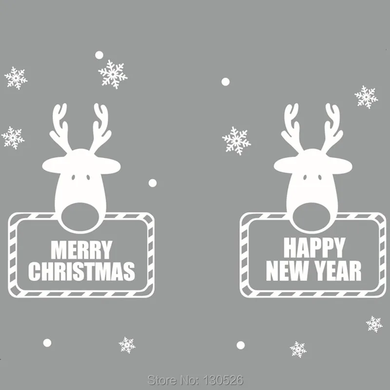 

Merry Christmas Wall Stickers Decorative Snowflakes Elk Happy New Year Deer showcase Window Glass Sticker home Decor Supplies