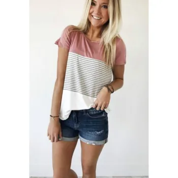 Women 2018 New Summer Fashion T-shirt O-Neck Short Sleeve Striped T shirts Female Casual Tops Tees
Women 2018 New Summer Fashion T-shirt O-Neck Short Sleeve Striped T shirts Female Casual Tops Tees