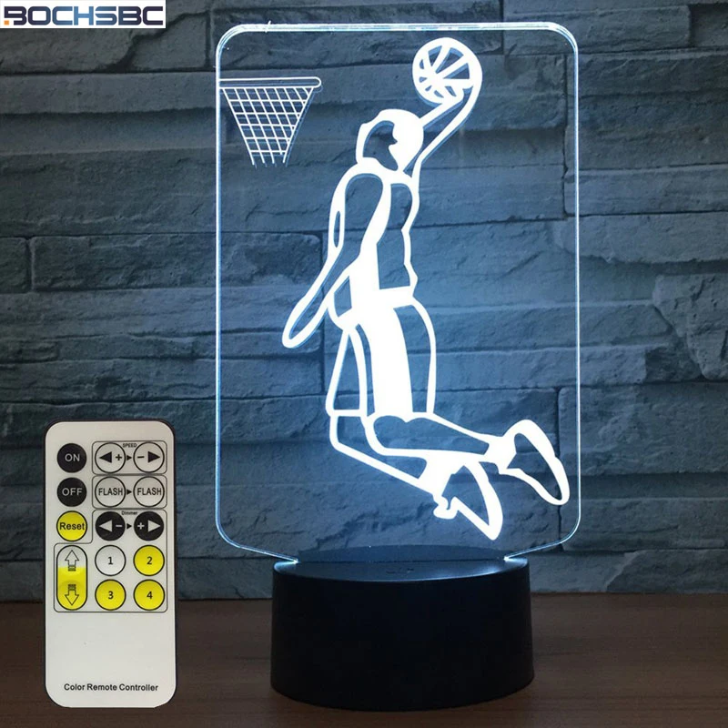 BOCHSBC 3D dunk баскетбольный плеер 7 цветов сменная настольная лампа USB светодиодный акриловый ночсветильник лампа для спальни художественный Декор Детский подарок
BOCHSBC 3D dunk баскетбольный плеер 7 цветов сменная настольная лампа USB светодиодный акриловый ночсветильник лампа для спальни художественный Декор Детский подарок