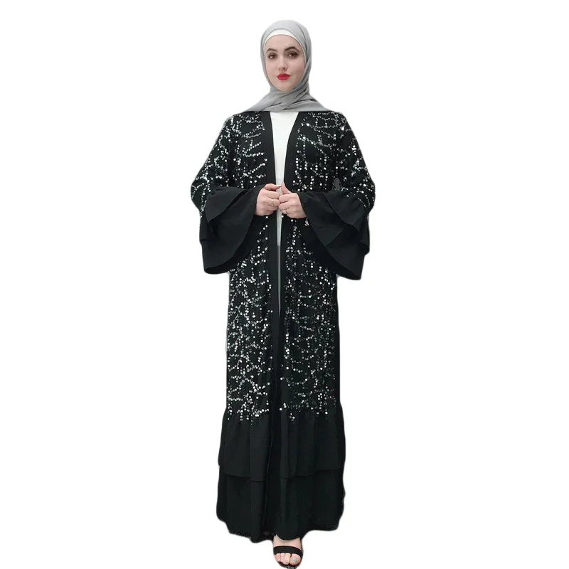 Ramadan Kaftan Black Sequin Abaya Kimono Muslim Hijab Dress Caftan Marocain Turkish Islamic Clothing Abayas For Women Robe Femme
Ramadan Kaftan Black Sequin Abaya Kimono Muslim Hijab Dress Caftan Marocain Turkish Islamic Clothing Abayas For Women Robe Femme