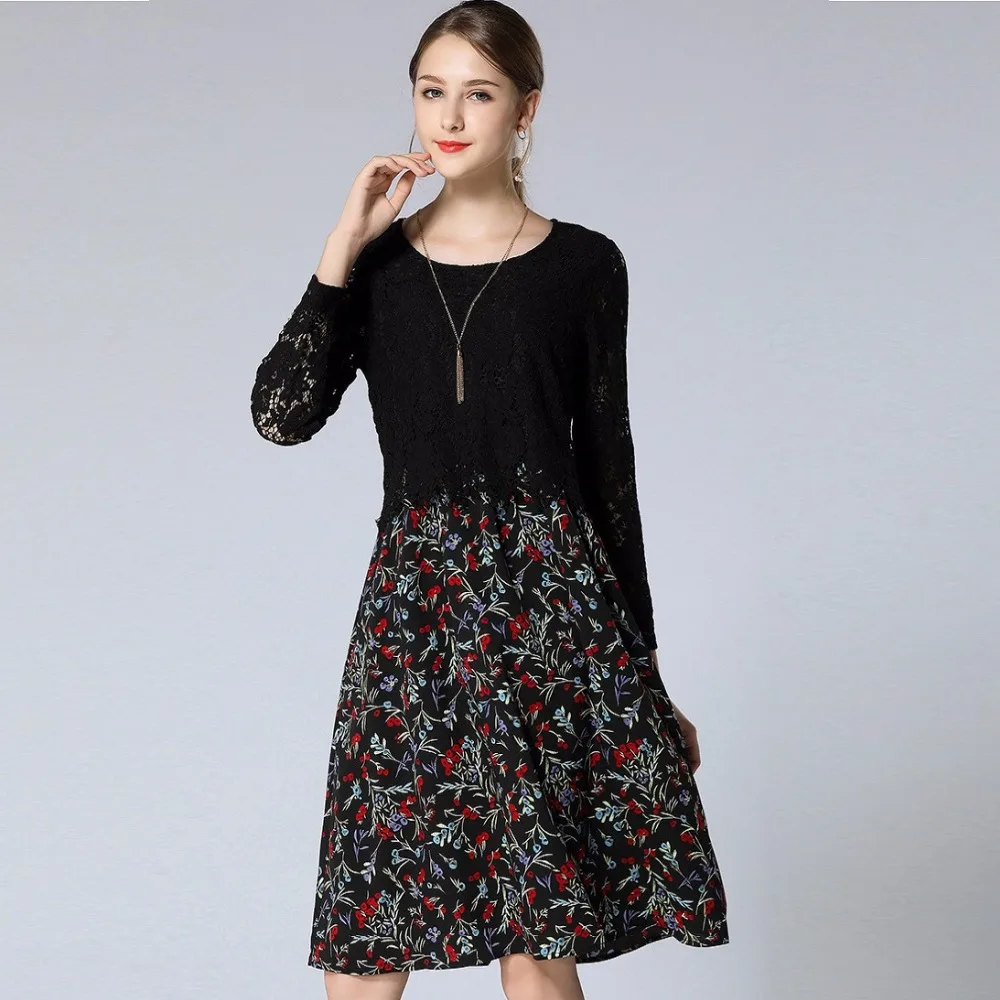 2017Autumn Ladies beautiful Floral dress Plus Size lace patchwork long sleeves elegant Cultivating casual vestidos M-XXXXXL2809
2017Autumn Ladies beautiful Floral dress Plus Size lace patchwork long sleeves elegant Cultivating casual vestidos M-XXXXXL2809