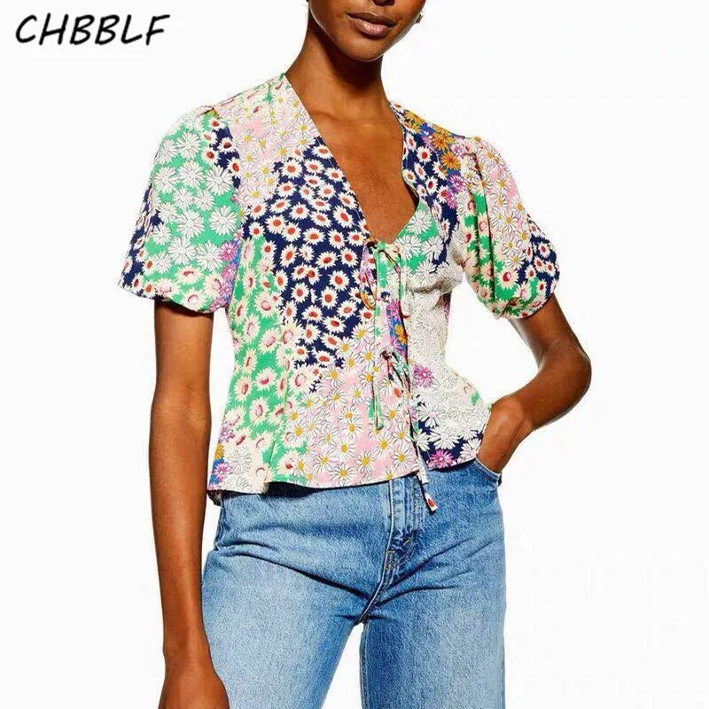 CHBBLF women vintage floral print V neck blouse short sleeve bow tie decorate female shirts retro chic tops blusa WDL6346
CHBBLF women vintage floral print V neck blouse short sleeve bow tie decorate female shirts retro chic tops blusa WDL6346