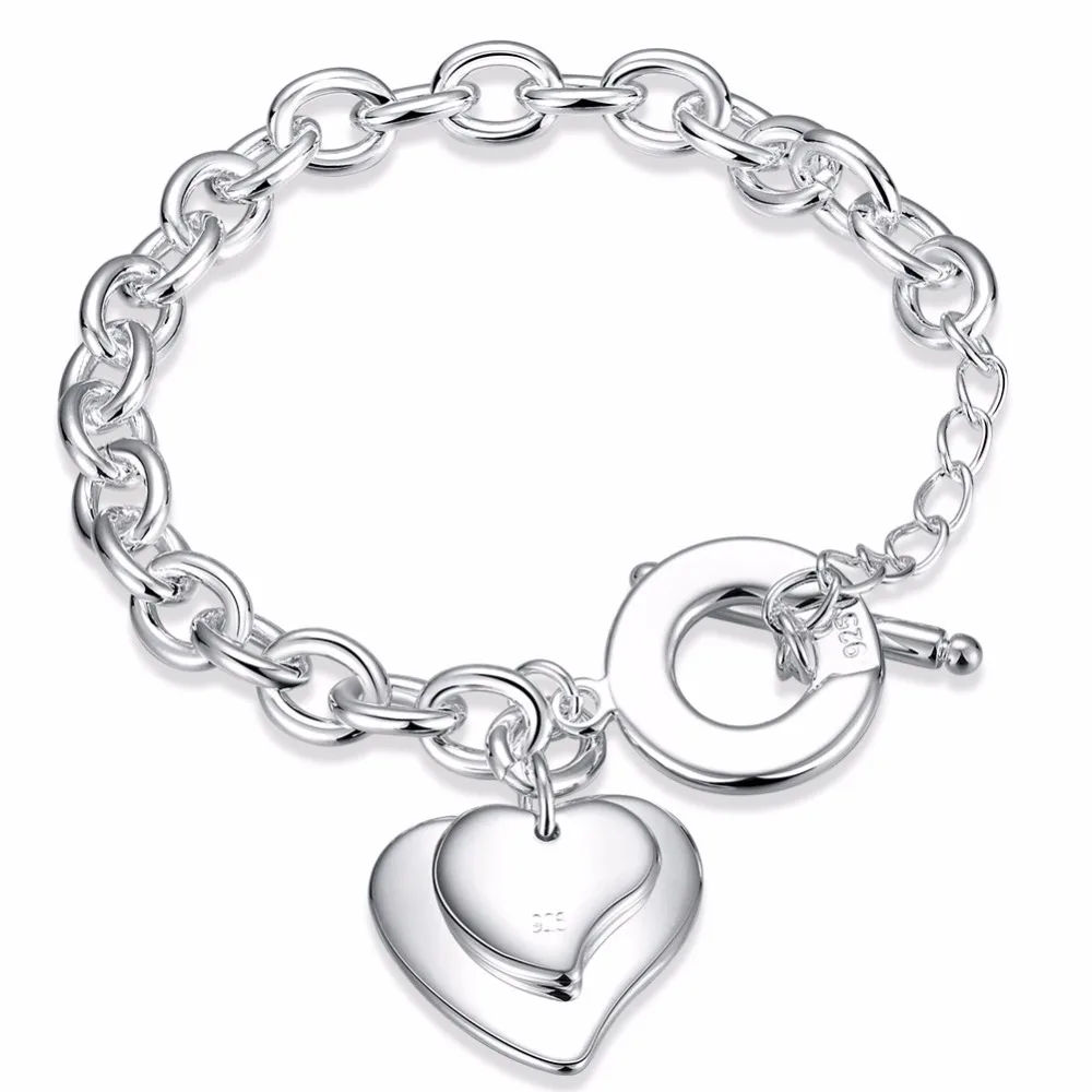 Free Shipping Wholesale Plated Silver Bracelet, Plated Silver Fashion Jewelry Dual heart TO Bracelet KDH284
Free Shipping Wholesale Plated Silver Bracelet, Plated Silver Fashion Jewelry Dual heart TO Bracelet KDH284