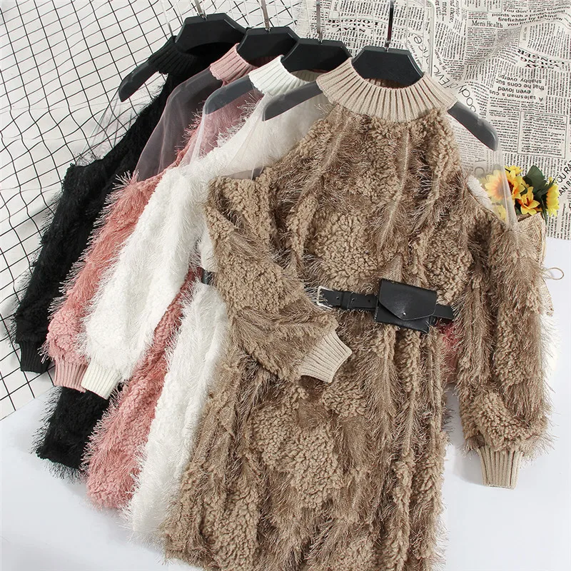 2018 New Autumn Winter Women Long Sleeve Dresses Sexy Sashes Mesh Patchwork Dress Female Tassel Lambs Wool Dress Vestidos A1167
2018 New Autumn Winter Women Long Sleeve Dresses Sexy Sashes Mesh Patchwork Dress Female Tassel Lambs Wool Dress Vestidos A1167