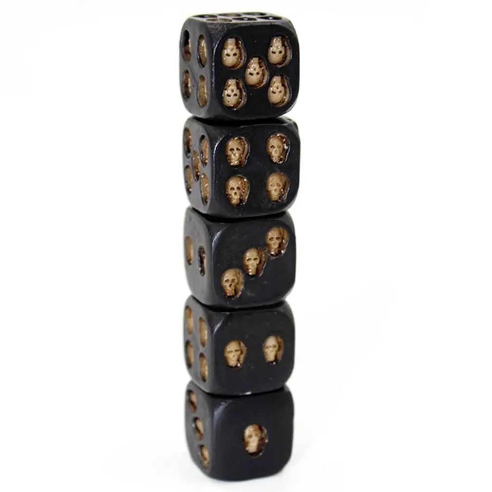 Set of 5 Pcs Creative Black Skull Dice Grinning 3D Skeleton Dice Scary Novelty Board Game for Club Pub Party
Set of 5 Pcs Creative Black Skull Dice Grinning 3D Skeleton Dice Scary Novelty Board Game for Club Pub Party