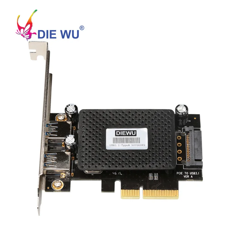 PCI-E X4 to Dual USB3.1 Type A Expansion Card with 15 Pin SATA Power 10Gbps Adapter ASM1142 Chip add on card
PCI-E X4 to Dual USB3.1 Type A Expansion Card with 15 Pin SATA Power 10Gbps Adapter ASM1142 Chip add on card