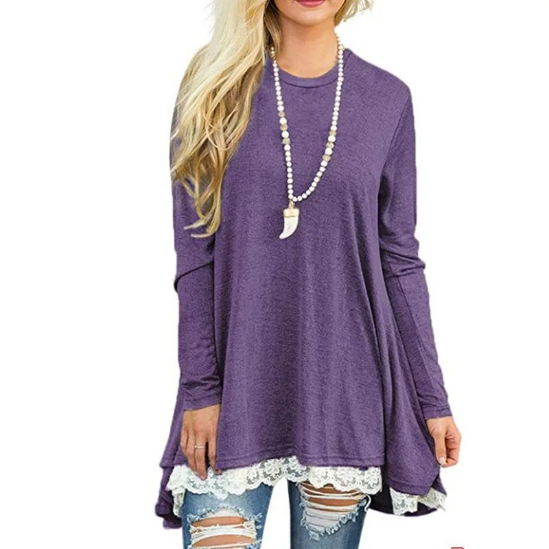 Spring and autumn dress hot style large size round collar pullover lace stitching long sleeve big swing loose ladies dress
Spring and autumn dress hot style large size round collar pullover lace stitching long sleeve big swing loose ladies dress