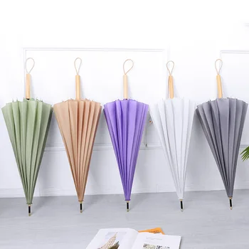 Vintage Long Wood Handle Umbrella 16K Ribs Pure Color Rain Umbrella Women Mens Windproof Stronge Umbrella Parasol
Vintage Long Wood Handle Umbrella 16K Ribs Pure Color Rain Umbrella Women Mens Windproof Stronge Umbrella Parasol