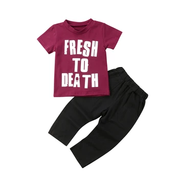 Hot Sale Kids Baby Boys Summer Outfits Suit letter Print Short Sleeve red T-shirt Long black Pants 2Pcs stylish Clothes set 2018
Hot Sale Kids Baby Boys Summer Outfits Suit letter Print Short Sleeve red T-shirt Long black Pants 2Pcs stylish Clothes set 2018