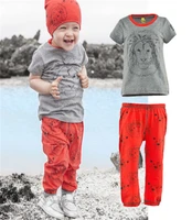 2017 summer style baby boys clothing set kids boy Lion Tops T-shirt Pants 2pcs suit Trackksuit childrens clothing image