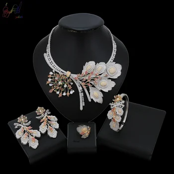 YULAILI New Arrival Exquisite Flower Necklace Bangle Earrings Ring Jewelry Set for Christmas Costume
YULAILI New Arrival Exquisite Flower Necklace Bangle Earrings Ring Jewelry Set for Christmas Costume