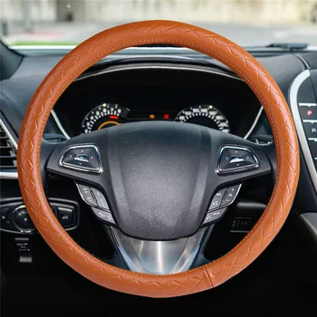 Car Leather Soft Grip Breathable Car Steering Wheel Car Leather Hand Sewing Steering Wheel Cover Interior Products 38cm 15in #F 
Car Leather Soft Grip Breathable Car Steering Wheel Car Leather Hand Sewing Steering Wheel Cover Interior Products 38cm 15in #F