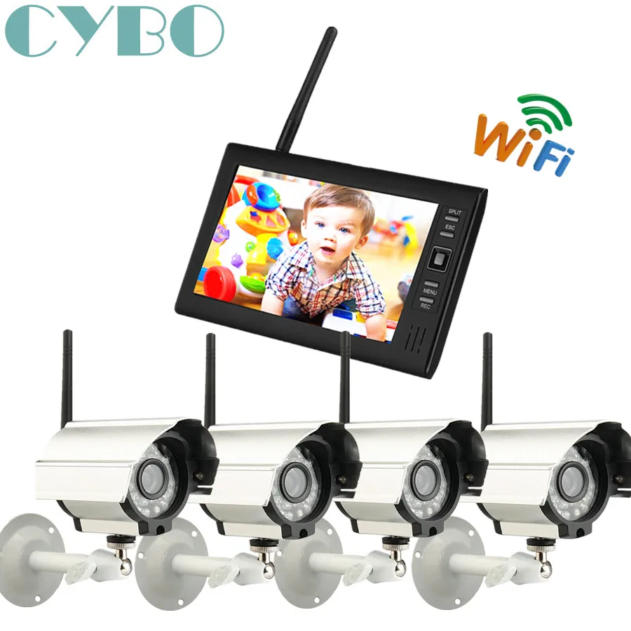 

7 Inch 2.4GHz Wireless CCTV digital camera Home Security DVR recorder system 4CH outdoor IR camera TF SD card surveillance kit