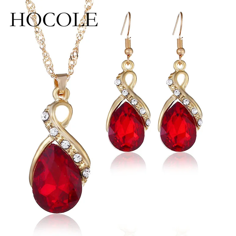 HOCOLE New Arrive Gold Color Wedding Jewelry Sets For Brides Water Drop Women Rhinestone Crystal Pendants Necklace Earrings Set
HOCOLE New Arrive Gold Color Wedding Jewelry Sets For Brides Water Drop Women Rhinestone Crystal Pendants Necklace Earrings Set