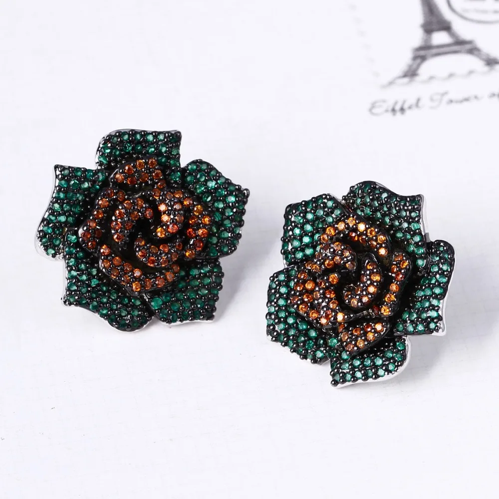 Hot Unique Color Crystals Quality Cubic Zircon Lady 354 pcs of CZ Micro Pave Setting Fashion Jewelry Flower Rose Stud Earring
Hot Unique Color Crystals Quality Cubic Zircon Lady 354 pcs of CZ Micro Pave Setting Fashion Jewelry Flower Rose Stud Earring