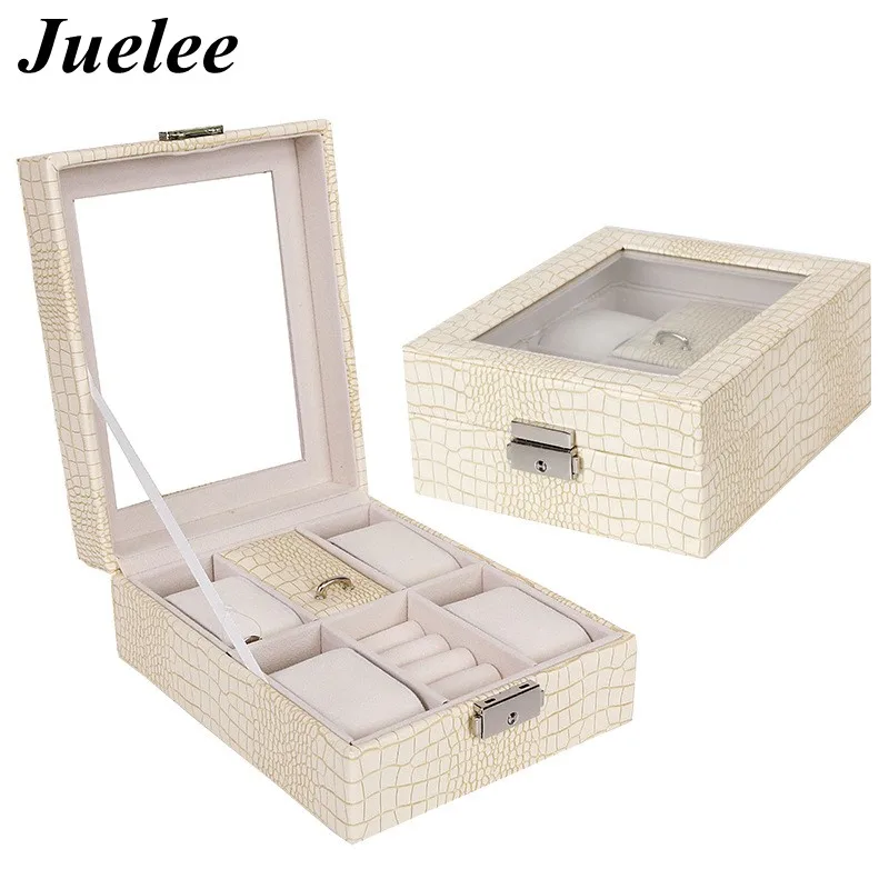 Juelee Multi-function Serpentine Leather Jewelry Box Organizer Cosmetic Jewelry Transparent Glass Display Watches Storage Box
Juelee Multi-function Serpentine Leather Jewelry Box Organizer Cosmetic Jewelry Transparent Glass Display Watches Storage Box