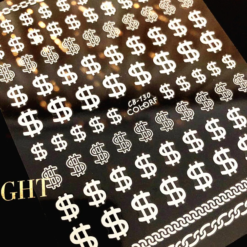 CB series CB-130 US dollar series Black White Gold Silver letters 3d nail art stickers decal template diy nail tool decorations
CB series CB-130 US dollar series Black White Gold Silver letters 3d nail art stickers decal template diy nail tool decorations