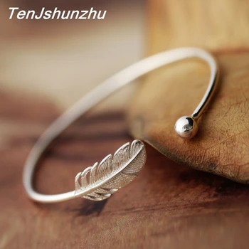 Fashion 925 Sterling Silver Jewelry High-quality Female Simple Feather Open Bangle&Bracelet For Women pulsera de plata
Fashion 925 Sterling Silver Jewelry High-quality Female Simple Feather Open Bangle&Bracelet For Women pulsera de plata