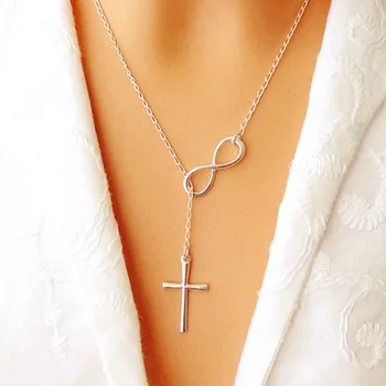 Celebrity Fashion Silver Plated Infinity Cross Lariat Pendant Chain Necklace wholesale drop shipping
Celebrity Fashion Silver Plated Infinity Cross Lariat Pendant Chain Necklace wholesale drop shipping