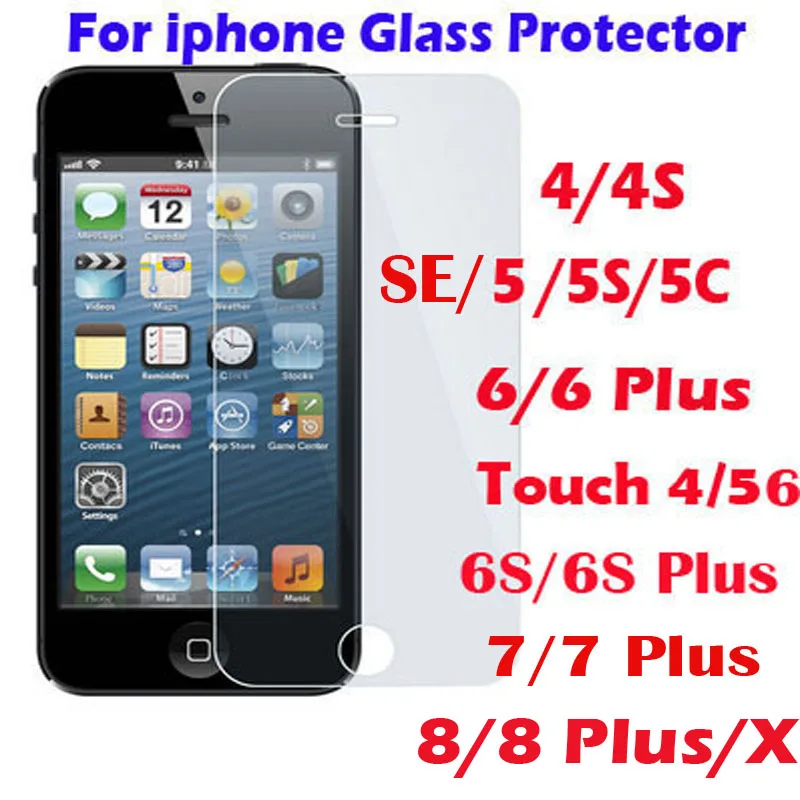 Tempered Glass Screen Protector Guard for ipod touch iphone 4 4S 5 5S 5C SE 6 7 6S 8 Plus X Protective Film Screen Cover Case
Tempered Glass Screen Protector Guard for ipod touch iphone 4 4S 5 5S 5C SE 6 7 6S 8 Plus X Protective Film Screen Cover Case