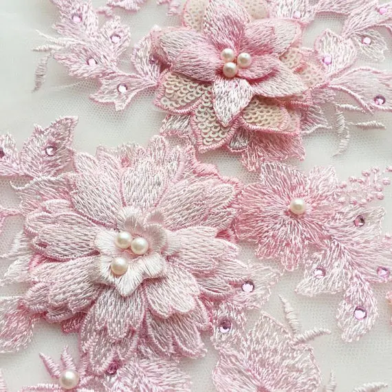 1 piece pink heavy bead lace applique, 3D lace applique with pearls sequined 3d flower applique heavy embroidered flower
1 piece pink heavy bead lace applique, 3D lace applique with pearls sequined 3d flower applique heavy embroidered flower