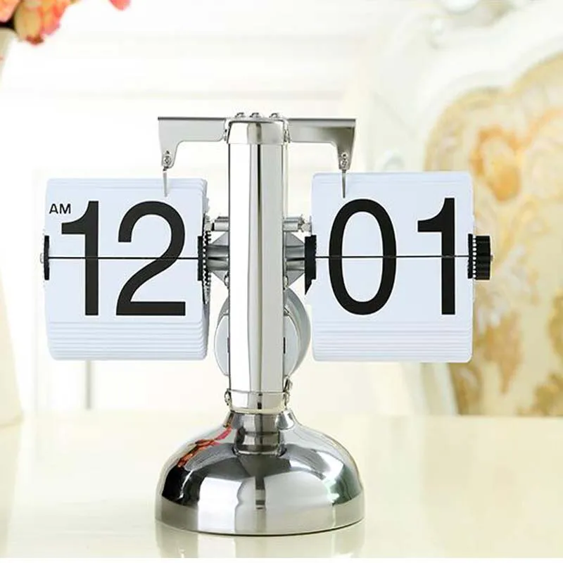 Retro Metal Desk Table Clock Modern Scale Digital Auto Flip Down Single Stand-Black and White Colour
Retro Metal Desk Table Clock Modern Scale Digital Auto Flip Down Single Stand-Black and White Colour