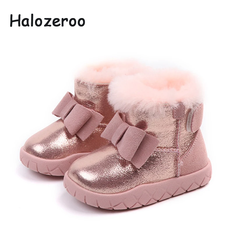 Halozeroo New Winter Fashion Baby Girl Bow Snow Boots Toddler Warm Shoes Children Genuine Leather Boots Brand Fur Pink Boots
Halozeroo New Winter Fashion Baby Girl Bow Snow Boots Toddler Warm Shoes Children Genuine Leather Boots Brand Fur Pink Boots