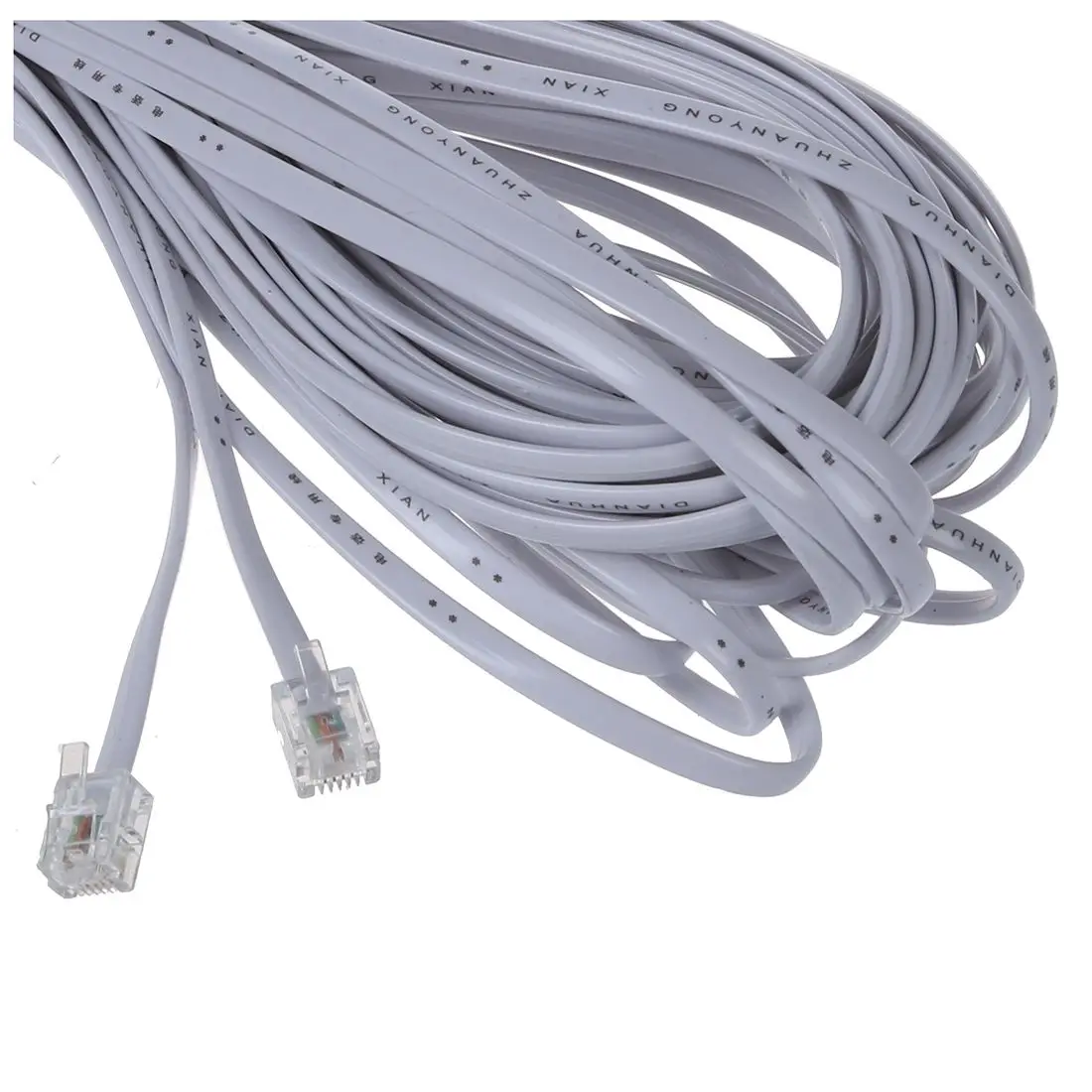 

18M 60ft RJ11 6P4C Telephone Extension Cable Connector White