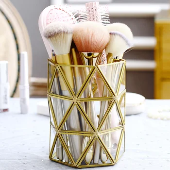 Retro Cosmetics Storage Box Metal Copper Pen Bucket Desktop Glass Geometric Makeup Brush Comb organizer box mx7111058
Retro Cosmetics Storage Box Metal Copper Pen Bucket Desktop Glass Geometric Makeup Brush Comb organizer box mx7111058