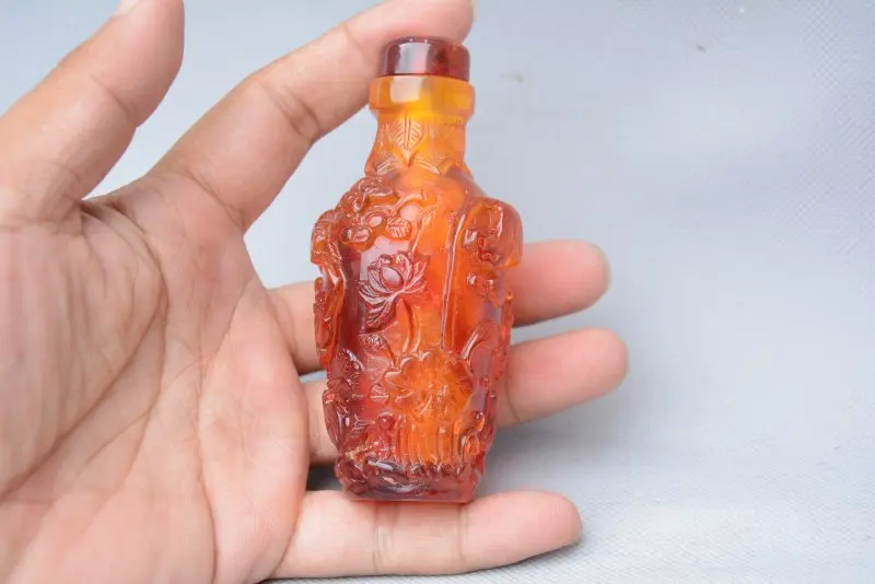 Collection old carved amber snuff bottle, Lotus & frog, best adornment & collection, free shipping
Collection old carved amber snuff bottle, Lotus & frog, best adornment & collection, free shipping