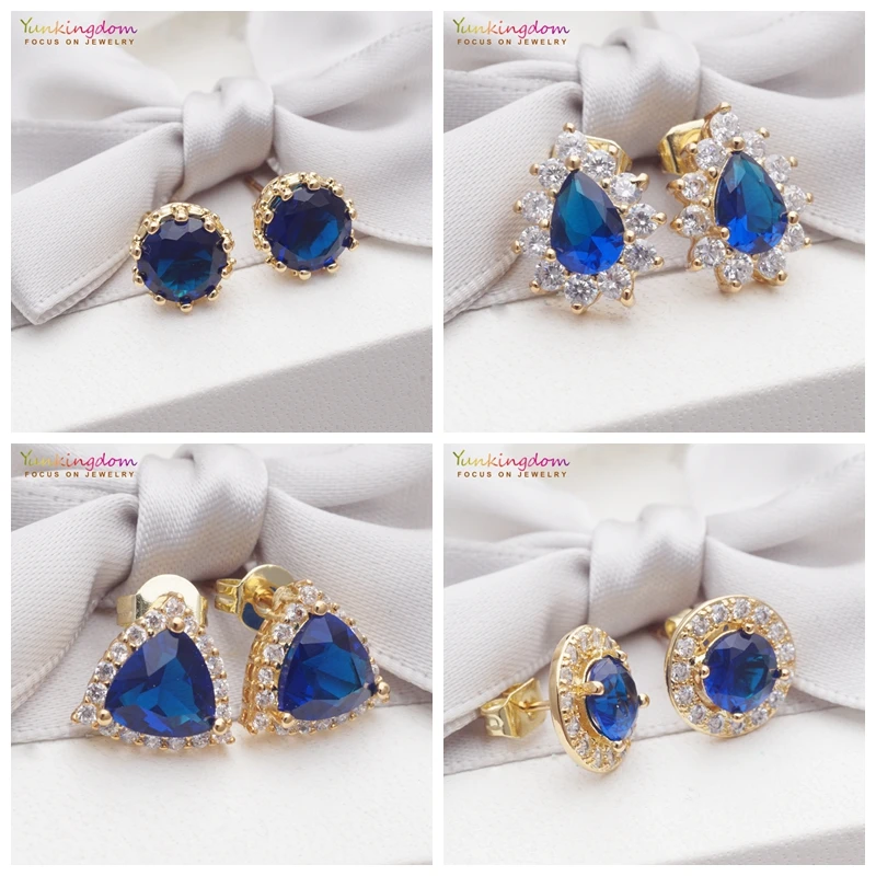 Yunkingdom 4 Styles Classic Jewelry Gold Earring Circle Triangle Cubic Zirconia Blue Crystal Stud Earrings for Women Girls
Yunkingdom 4 Styles Classic Jewelry Gold Earring Circle Triangle Cubic Zirconia Blue Crystal Stud Earrings for Women Girls