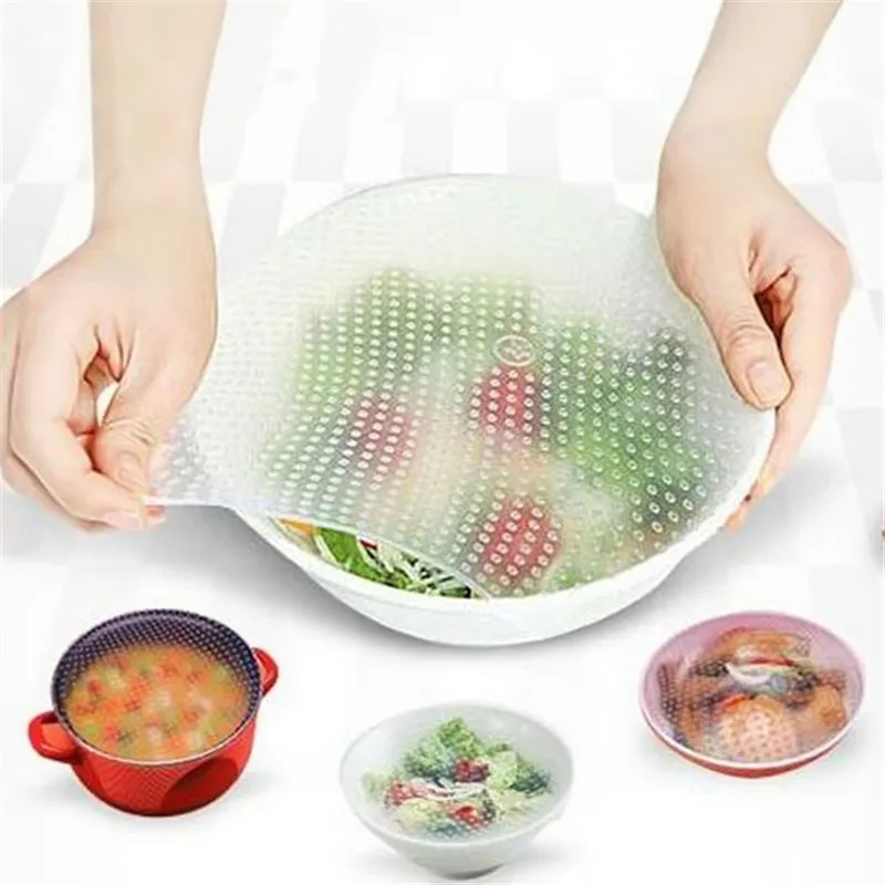 4 pcs/set Silicone food grade Keeping Food Fresh Wrap Reusable high stretch Silicone Food Wraps Seal Vacuum bowl Cover Stretch
4 pcs/set Silicone food grade Keeping Food Fresh Wrap Reusable high stretch Silicone Food Wraps Seal Vacuum bowl Cover Stretch