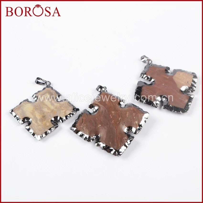 Ожерелье BOROSA B0787 женское ювелирное изделие из грубого натурального камня черного