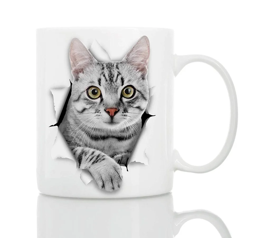 

Cute Grey Kitty Cat Coffee Mug Ceramic 11oz Funny Coffee Mug Perfect Cat Lover Gift Cute Novelty Coffee Mug Present Great Bi