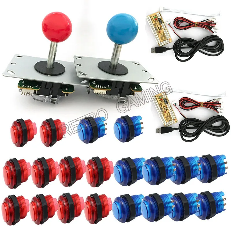 2 Players DIY Arcade Joystick Kits With 20 LED Arcade Buttons + 2 Joysticks + 2 USB Encoder Kit + Cables Joystick Arcade Set
2 Players DIY Arcade Joystick Kits With 20 LED Arcade Buttons + 2 Joysticks + 2 USB Encoder Kit + Cables Joystick Arcade Set