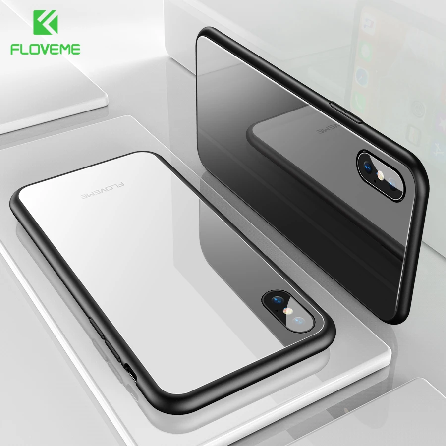 FLOVEME закаленное Стекло чехол для iPhone X 8 плюс 7 Plus Chic Роскошные противоударный