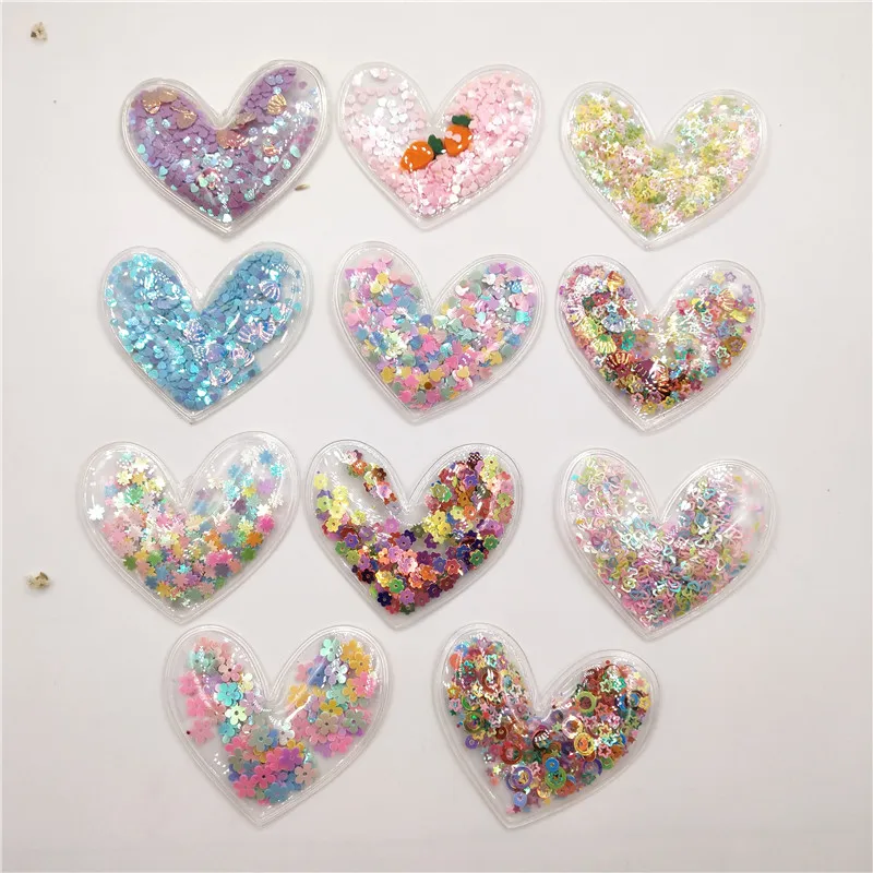8pcs/lot 6.5x6cm Mix color Transparent Heart with Colorful Sequins Flowing Appliques DIY Accessories Craft Handmade Decoration
8pcs/lot 6.5x6cm Mix color Transparent Heart with Colorful Sequins Flowing Appliques DIY Accessories Craft Handmade Decoration
