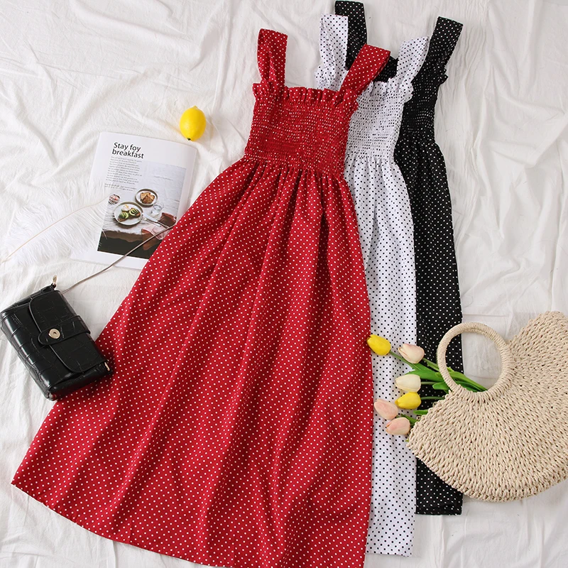 SKOONHEID Women Vintage Polka Dot Spaghetti Strap Dress beach A-Line dress Bohemian Summer Sleevess Ruched Long Sundress
SKOONHEID Women Vintage Polka Dot Spaghetti Strap Dress beach A-Line dress Bohemian Summer Sleevess Ruched Long Sundress