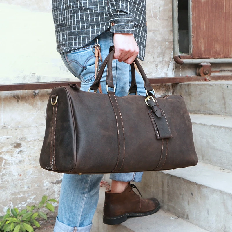 Vintage High Grade Genuine Leather Men Handbag Pure Handmade Crazy Horse Leather Big Volume Men's Travel Bags
Vintage High Grade Genuine Leather Men Handbag Pure Handmade Crazy Horse Leather Big Volume Men's Travel Bags